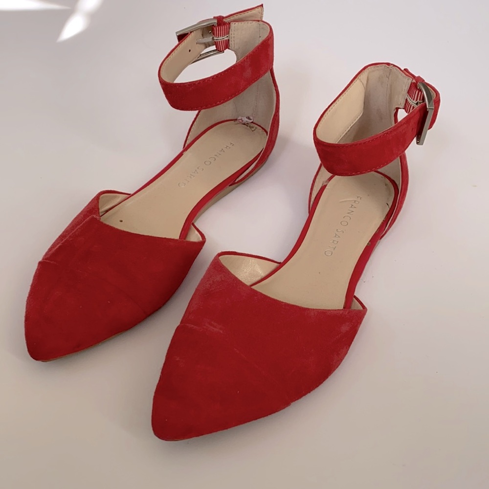 Franco Sarto Red Suede Flats